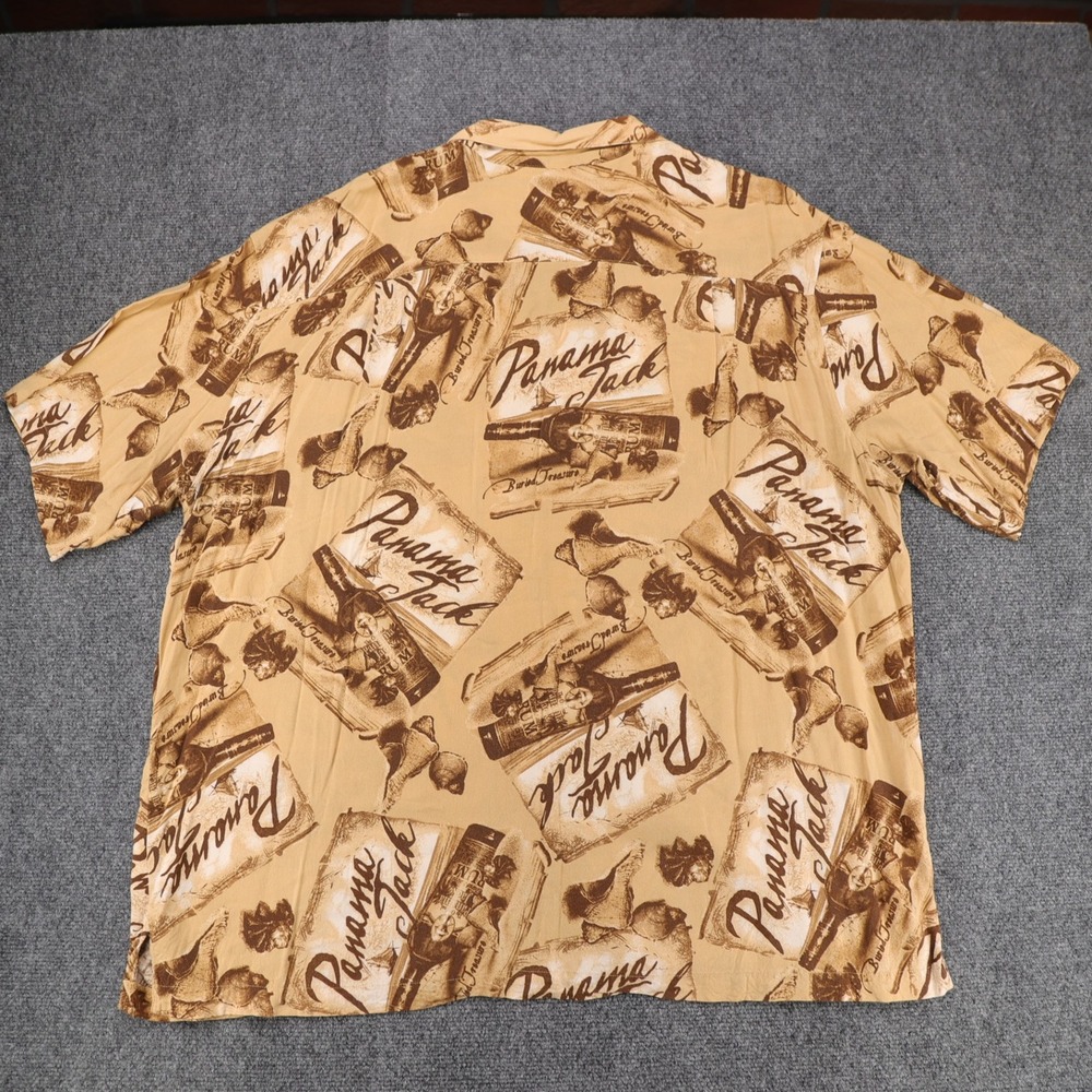 Panama Jack Mens 3XL Rayon Hawaiian Shirt Tan Rum Bottle Buried Treasure Print - Picture 2 of 6